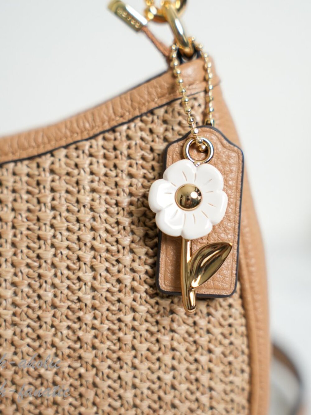 COACH CEC43 Teri Shoulder Bag With Charm straw/Im/Toast Leather - Picture 5 of 13